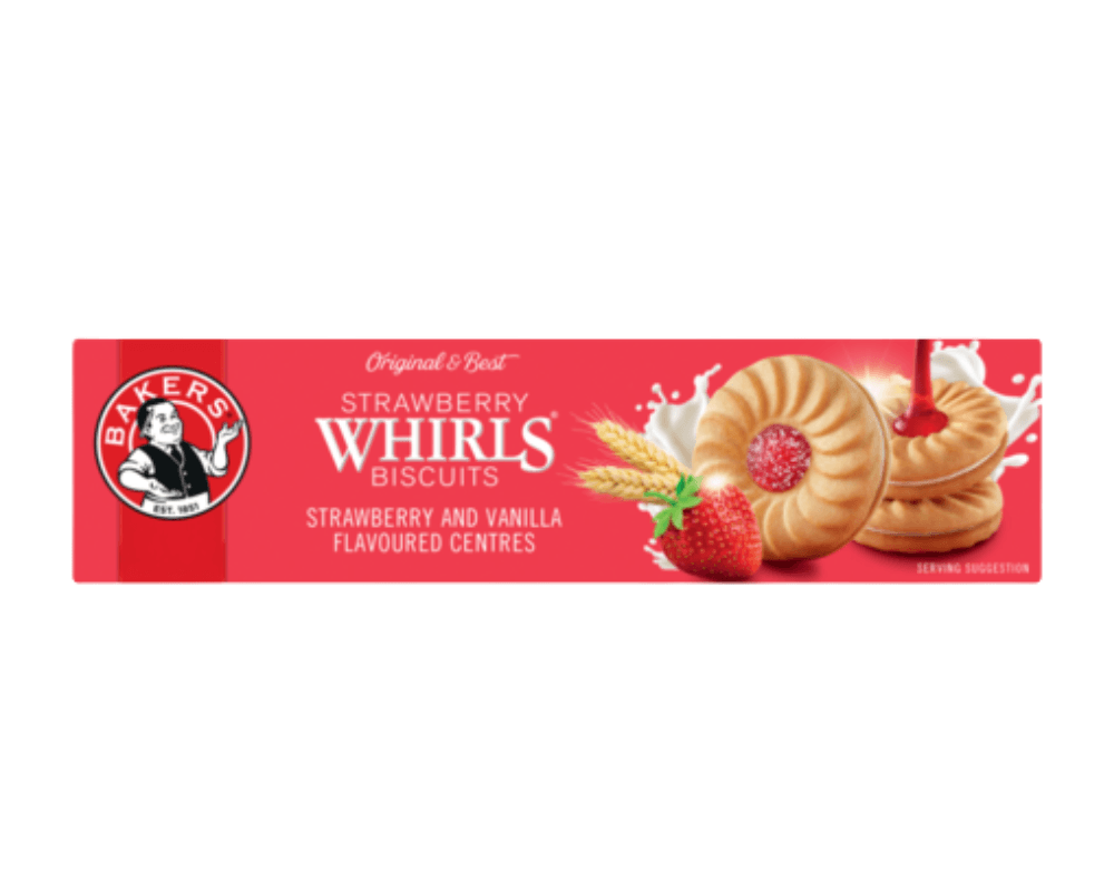 Bakers Strawberry Whirls Biscuits (12x200g)