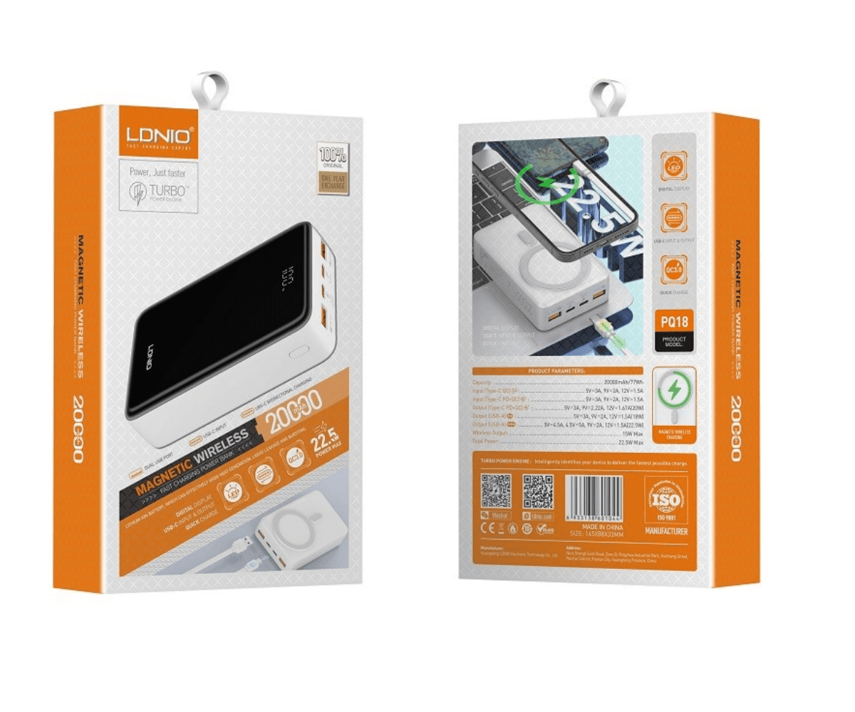 LDINO Magnetic Wireless Power Bank 20000mAh PQ18